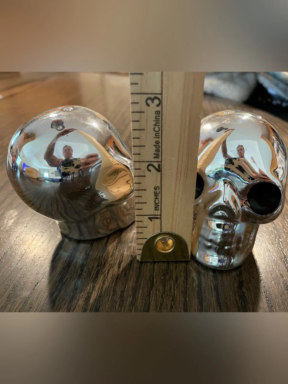 Chrome Skull Salt and Pepper Shakers Set